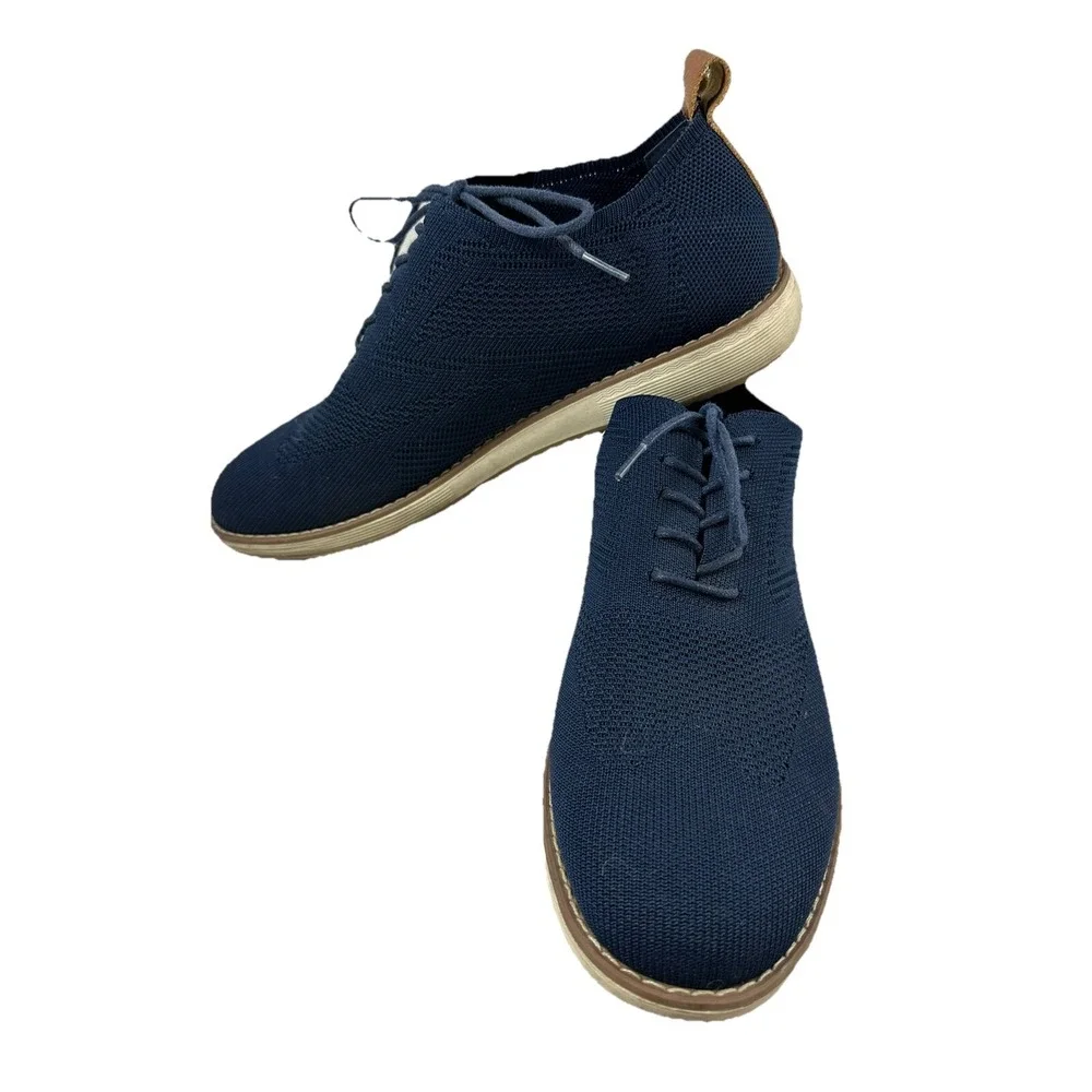 Penguin By Munsingwear Boat Shoes Mens 9 Navy Blue Lace Up Polyester Knit Casual